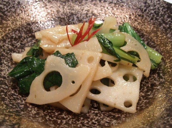 レンコンと小松菜の中華風酢の物２